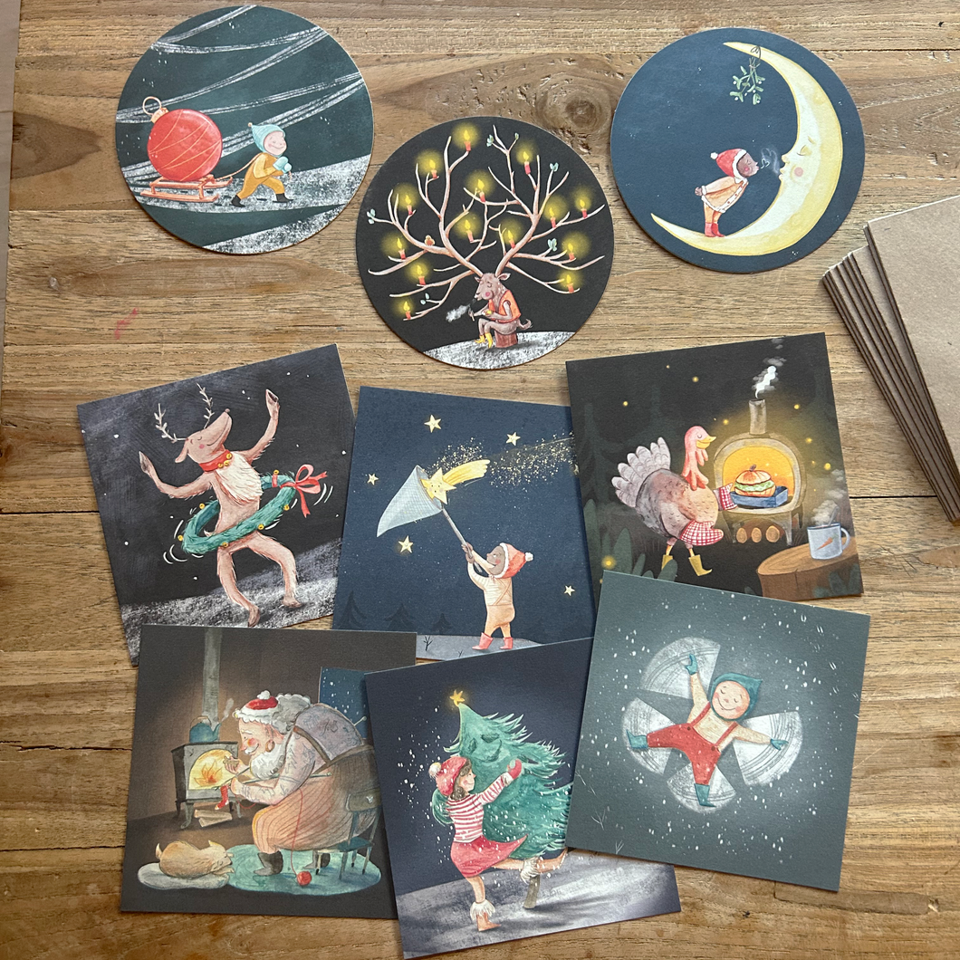 Kerstpakket met 9 unieke kerstkaartjes