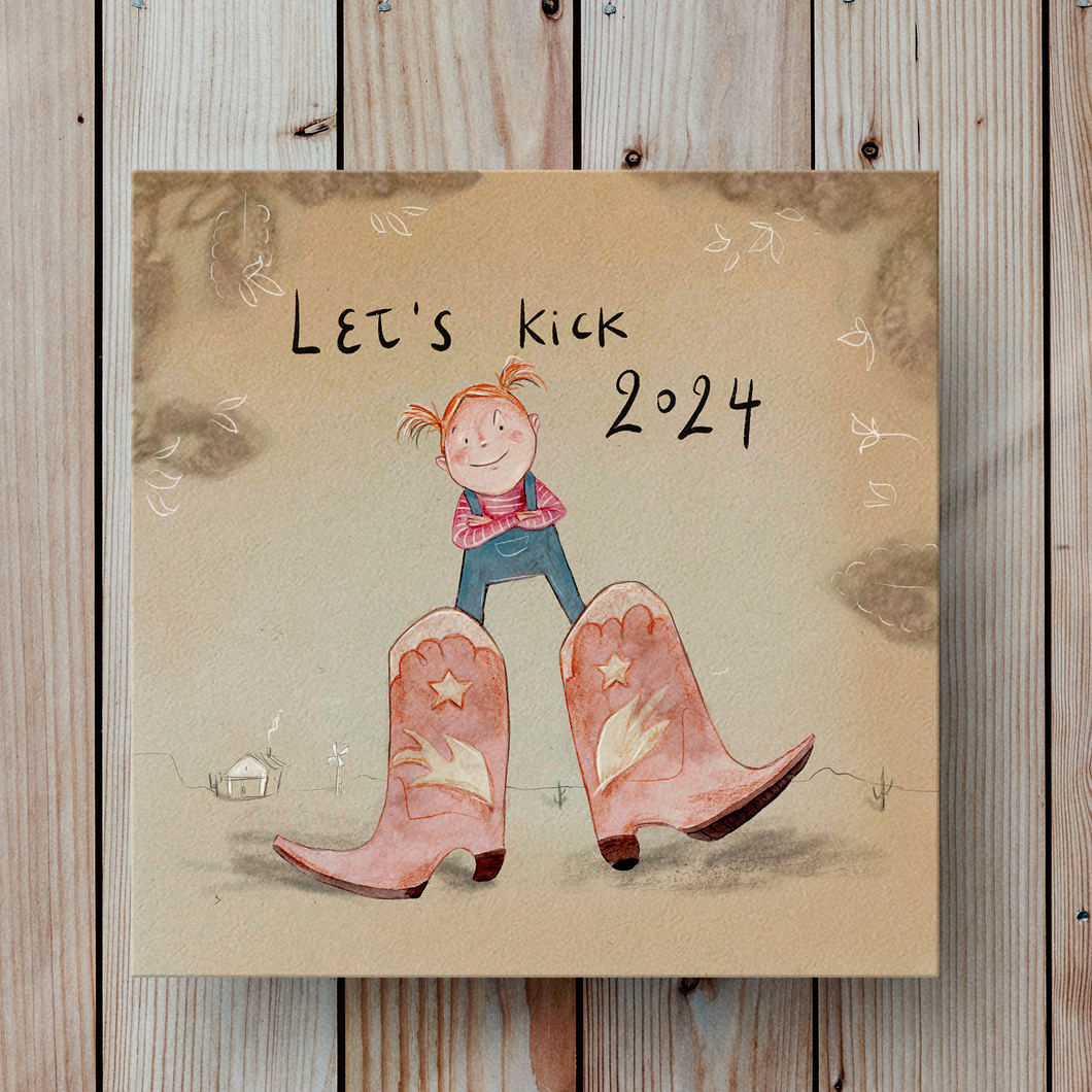Postkaart 'Let's kick 2024'