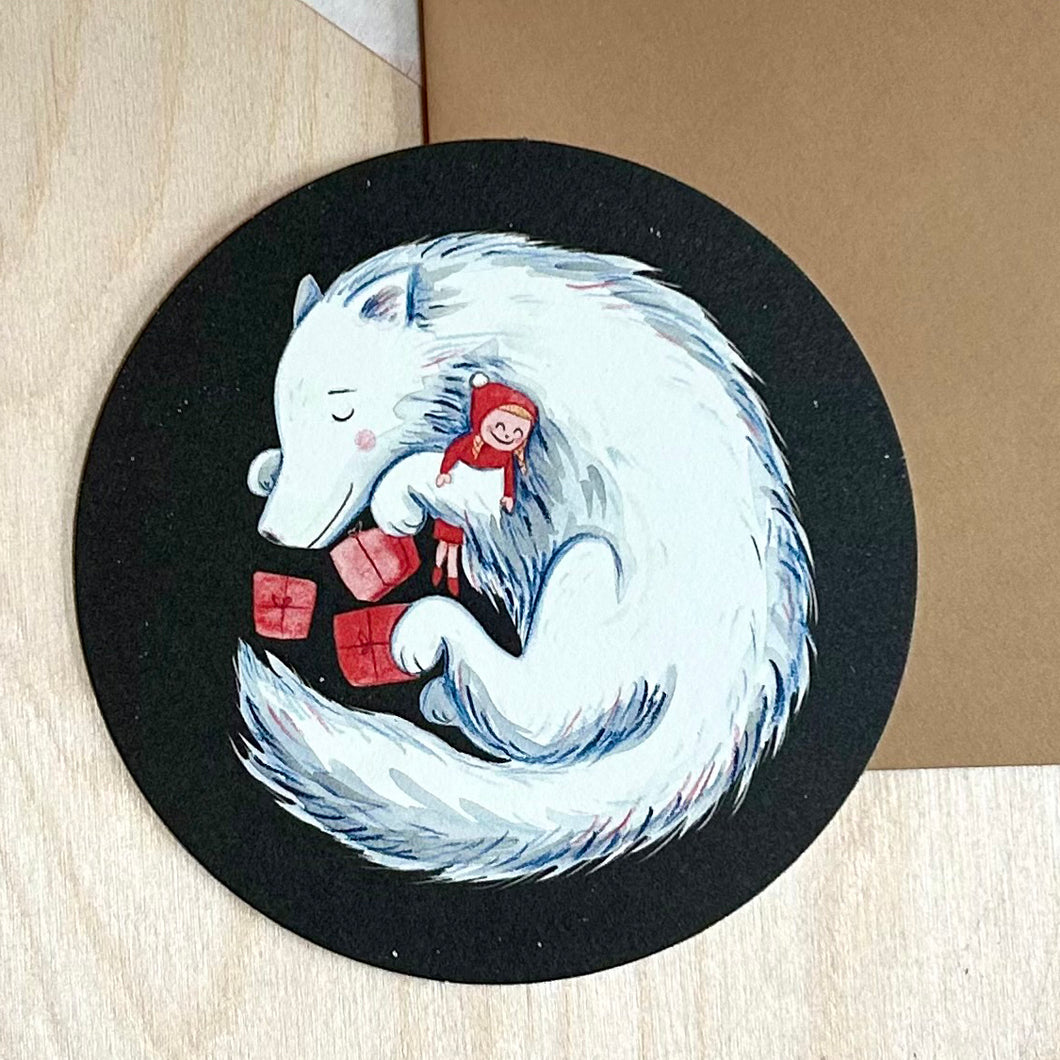 Postkaart Witte wolf