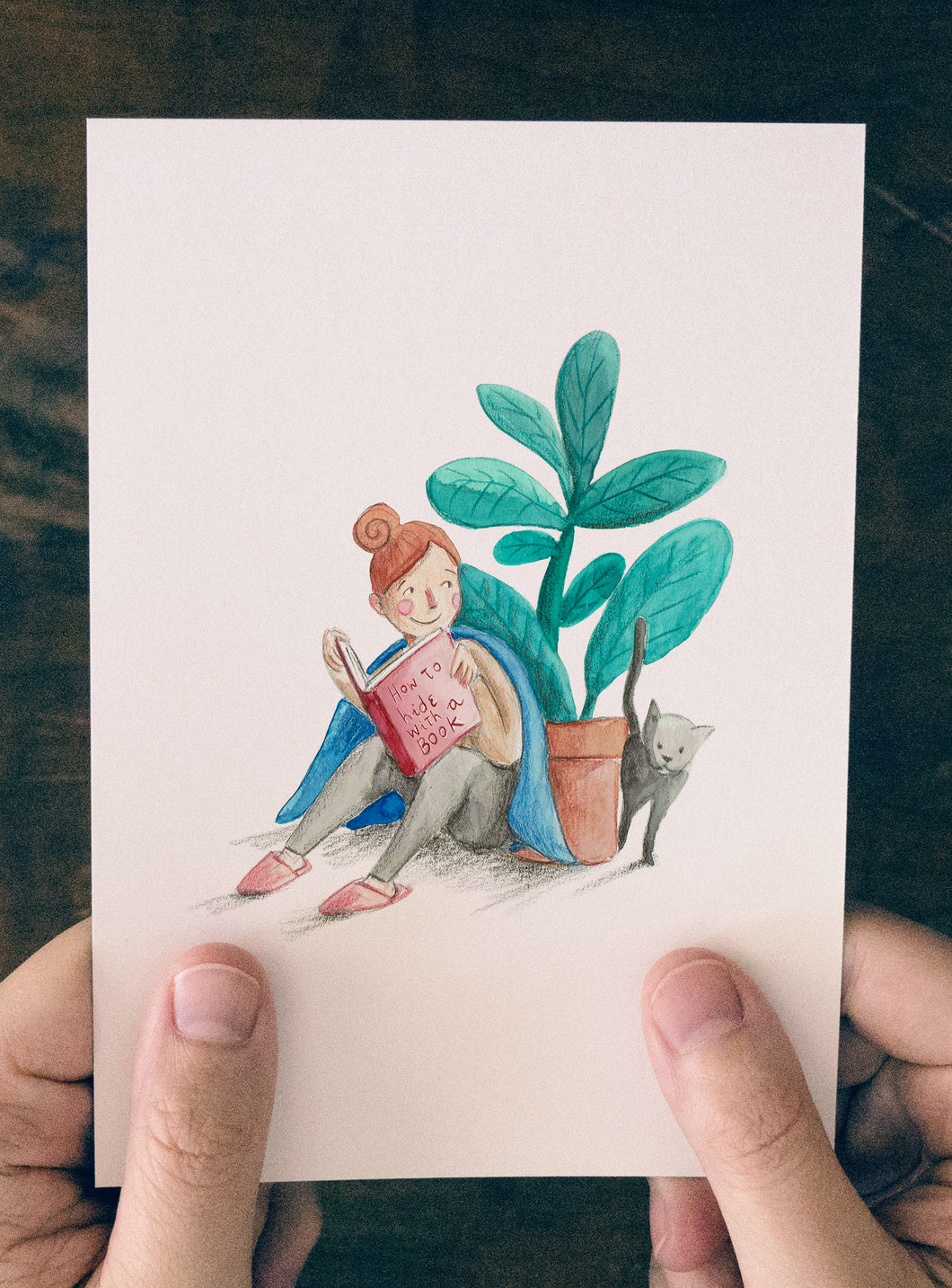 Postkaart Hideaway with a book
