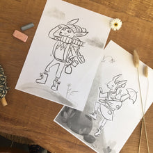 Afbeelding in Gallery-weergave laden, Printable kleurprent Hikende hazen
