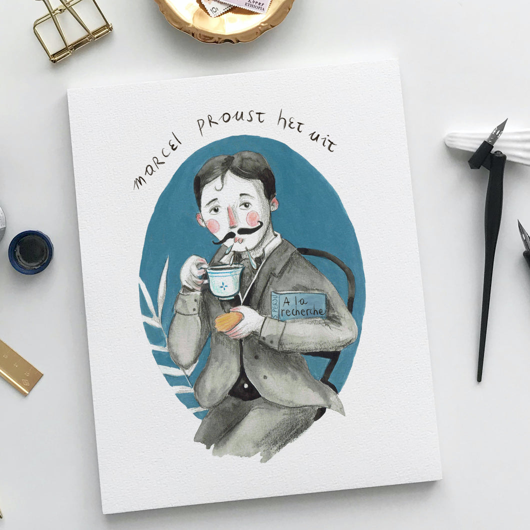 Postkaart Marcel Proust het uit