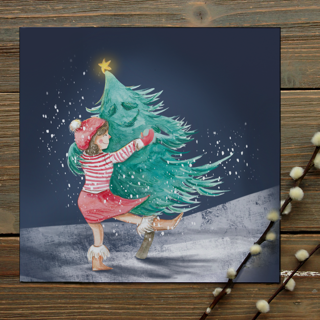 Postkaart 'Swingende kerstboom'